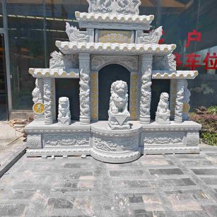 漳州芝麻白中国黑石材套墓 花岗岩墓碑